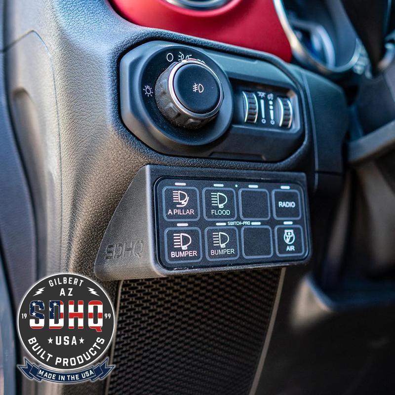 2023 Jeep JT SDHQ Built Complete Switch Pros Mounting System - Heavy Duty Off-Road Switch Panel Mount for Jeep Gladiator - Perfect for Overlanding & Off-Road Adventures