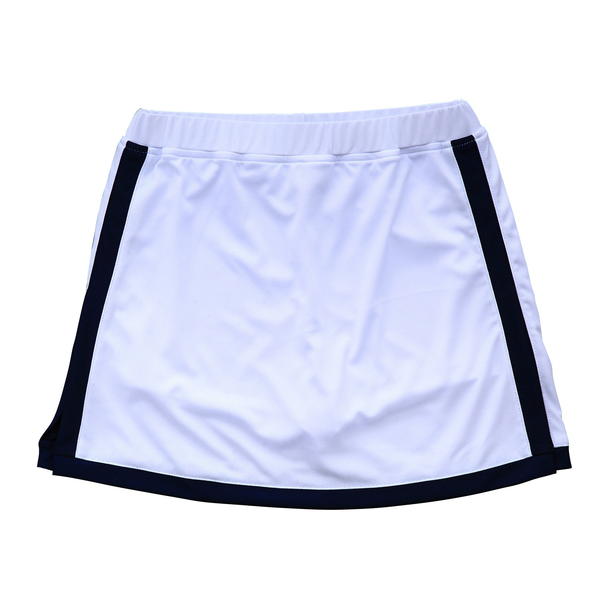 Performance Chrissy Skort - Women's Athletic Tennis Skort with Built-in Shorts in White & Navy | Perfect for Tennis, Golf, Running & Casual Wear