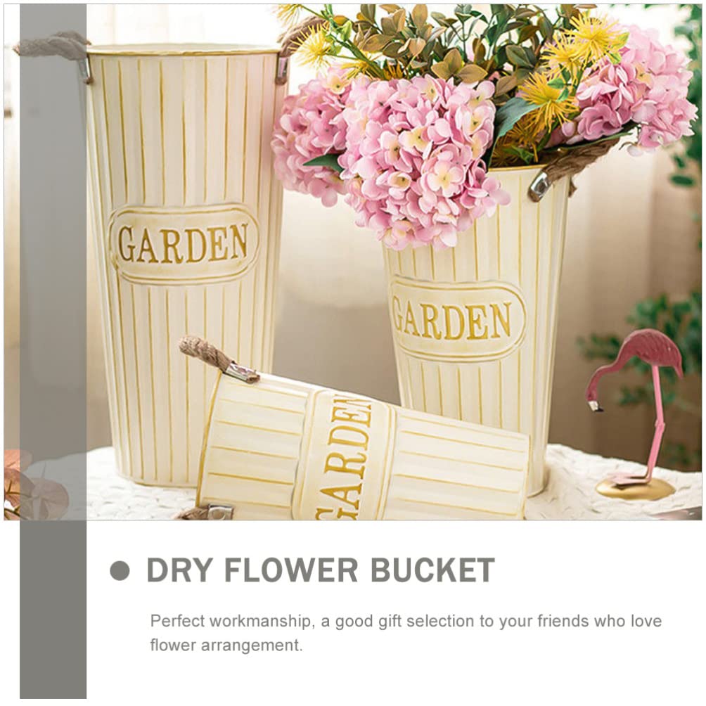 Cabilock Iron Flower Bucket Vase - Elegant Metal Floral Arrangement for Office Decor, Wedding Centerpieces & Home Decoration | Perfect for Table Settings, Gift Giving & Event Styling