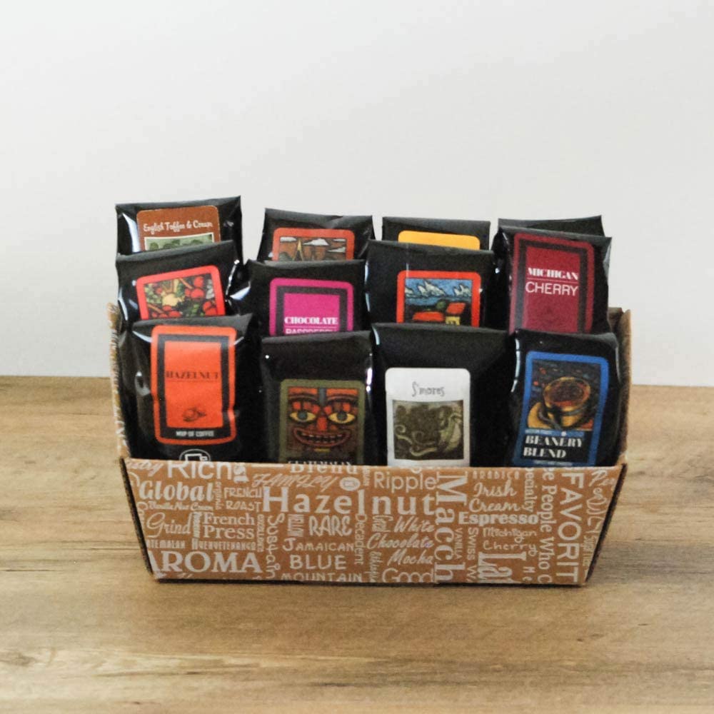 Premium Gourmet Coffee Gift Box - 100% Arabica Specialty Coffee Sampler | 12 Medium Roast Ground Coffee Bags | Perfect for Office Gifts, Birthday Presents & Coffee Lovers