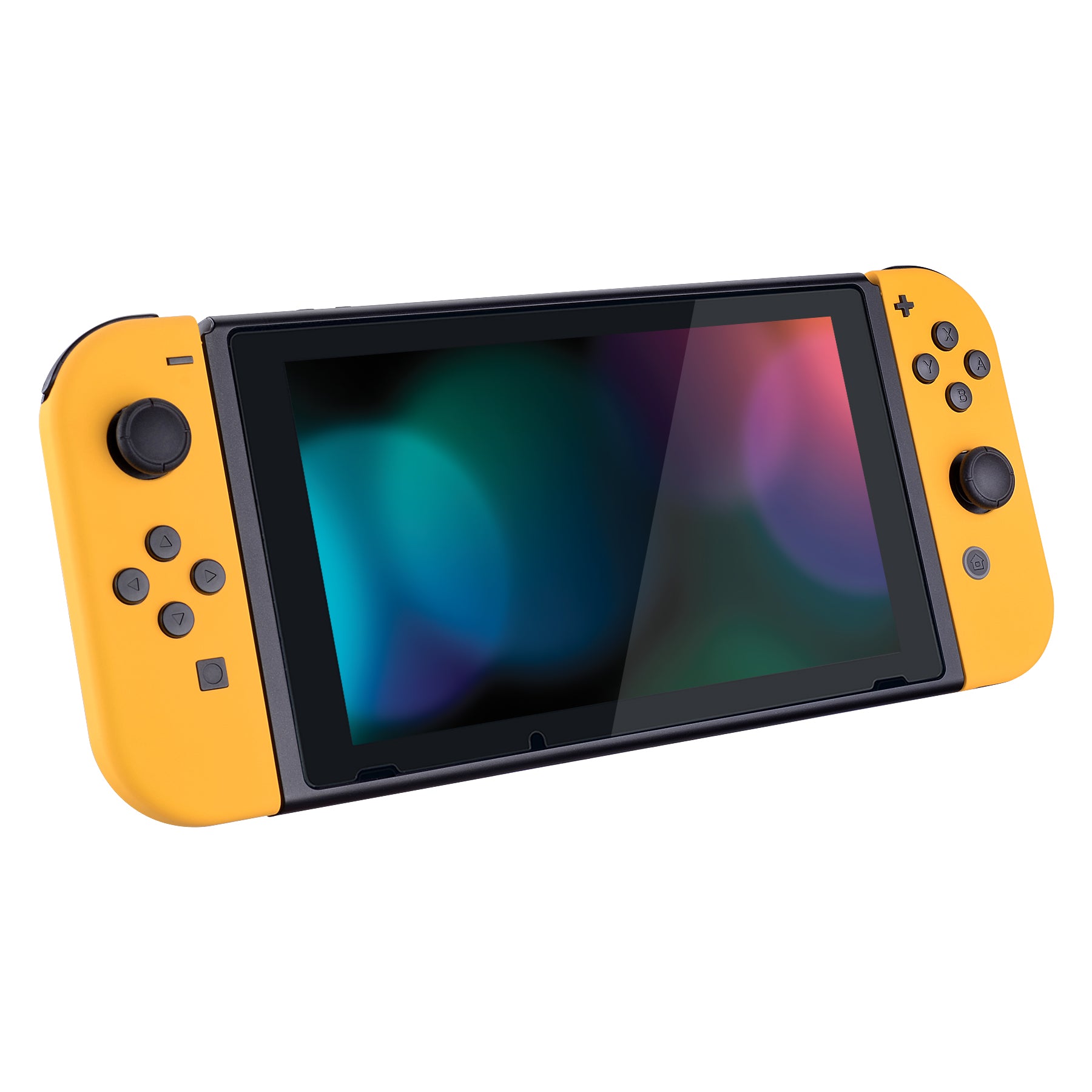 ExtremeRate Soft Touch Grip Yellow Joycon Controller Shell with Full Button Set - DIY Replacement Housing for Nintendo Switch (NS) - Perfect for Gaming, Travel & Home Entertainment