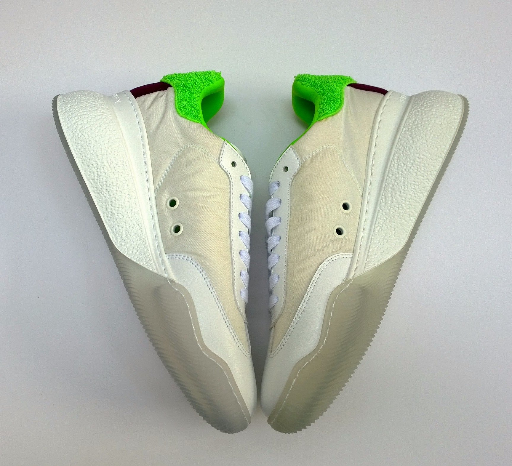 Stella McCartney Loop White & Lime Green Recycled Vegan Sneakers - Eco-Friendly Women's Fashion Shoes for Running, Walking & Casual Wear