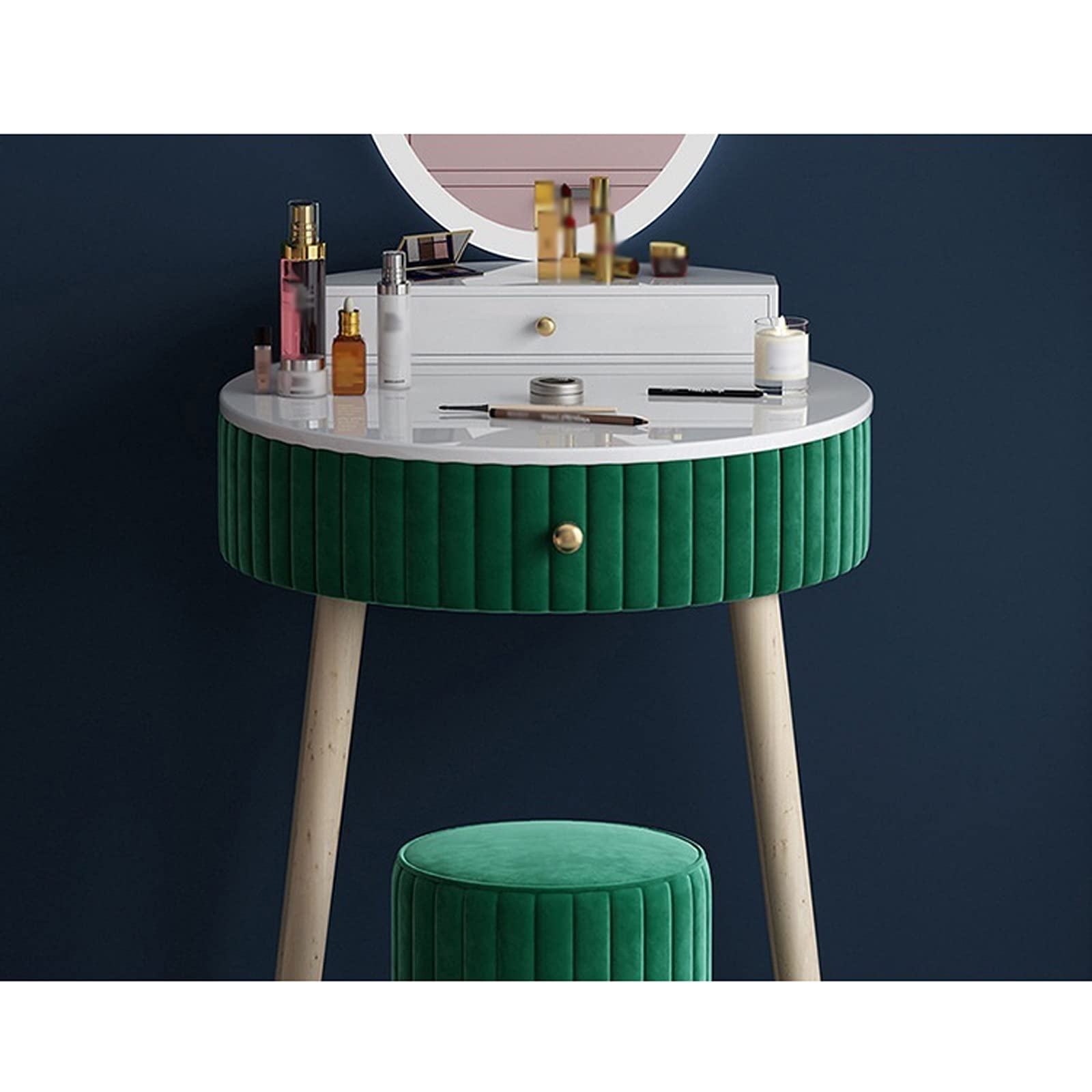 Modern White Vanity Desk with Mirror - Luxury Dressing Table for Bedroom, Compact Makeup Vanity Set with Drawers | Perfect for Small Spaces, Cosmetics Organization & Glam Room Decor