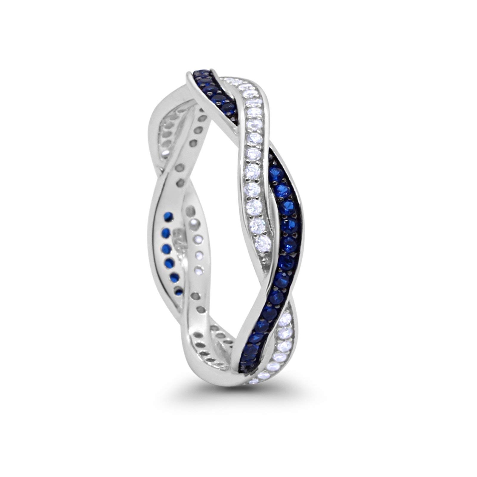 Blue Apple Co. Crisscross Braided Sterling Silver Ring with Round Cubic Zirconia - Elegant 925 Silver Jewelry for Women, Perfect for Weddings, Parties & Everyday Wear