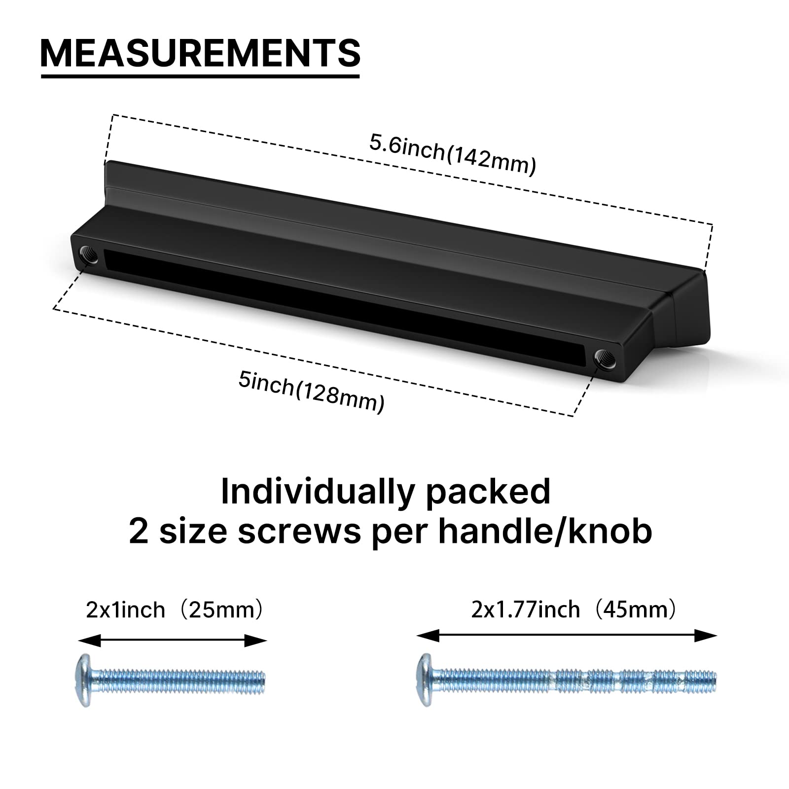 Rergy 10 Pack Matte Black Kitchen Cabinet Handles - 5 Inch (128mm) Center to Center - Modern Drawer Pulls for Kitchen, Bathroom & Dresser - Durable Hardware for Cabinets, Furniture & Home Decor