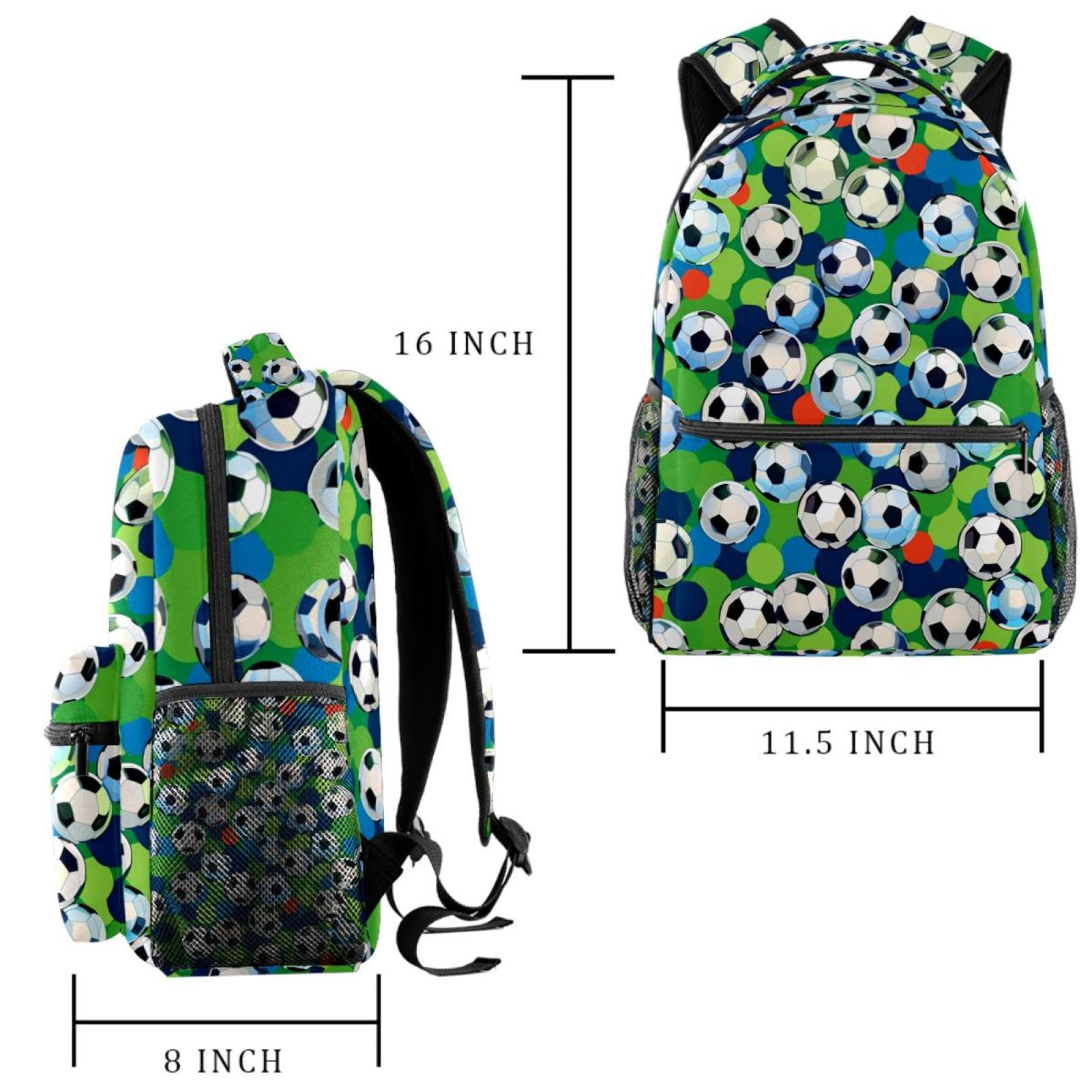Lightweight Travel Backpack - Small Carry On Backpack with Football Soccer Ball Floral Design | Perfect for School, Gym, Hiking & Weekend Getaways