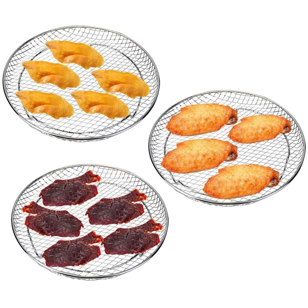 3-Tier Stackable Air Fryer Dehydrator Racks for Gowise & Ninja Steel Air Fryers - Fits 4.2-5.8QT Models - Perfect for Drying Fruits, Jerky & Herbs at Home