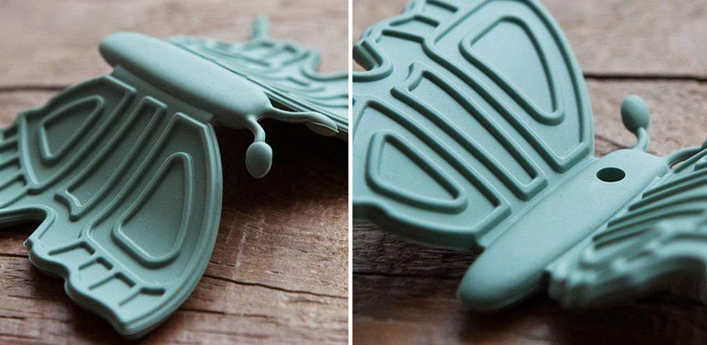 Butterfly Design Silicone Pot Holder Set of 2 - Heat Resistant, Magnetic Lid Lifter, Oven Mitts for Kitchen - Gray (Perfect for Cooking, Baking & Grilling)