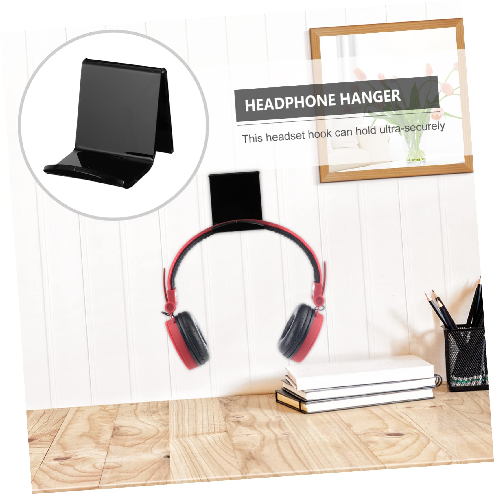 Angoily 2-Pack Clear Acrylic Headphone Hanger Wall Mount - Space-Saving Headset Stand Holder for Gaming, Office & Home Organization