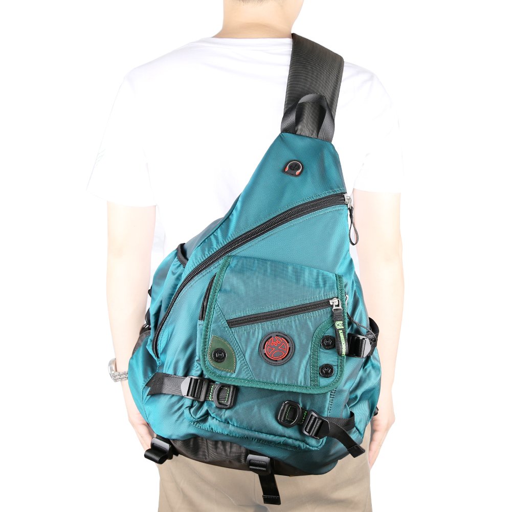 Large Sling Bag for Laptop - Crossbody Messenger Backpack with Shoulder Strap, Travel Rucksack for Men & Women (Dark Green) - Perfect for Commuting, Work, Gym & Outdoor Adventures