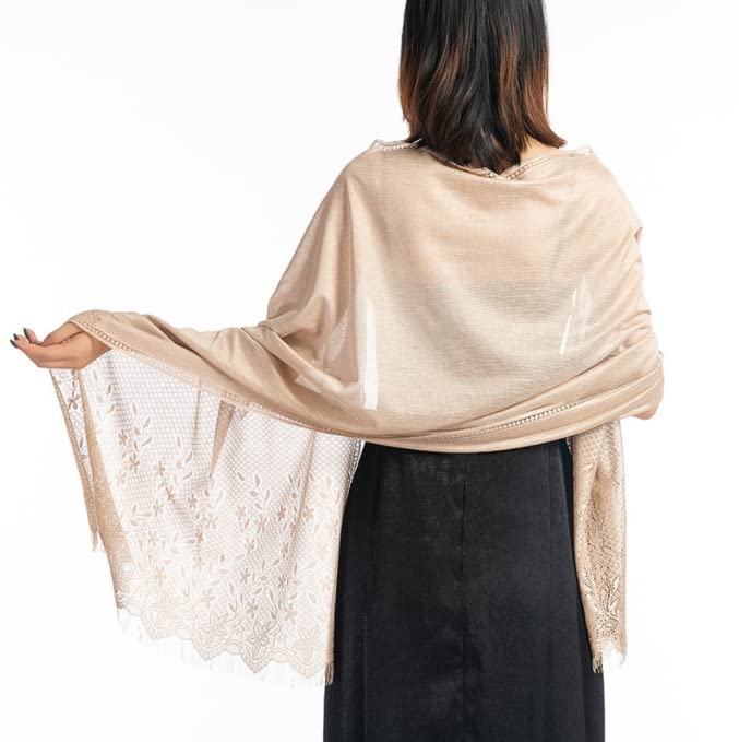 Elegant Lace Shawls and Wraps for Women - Floral Mesh Wedding Scarf, Evening Party Accessories for Brides & Dresses - Perfect for Weddings, Galas, and Special Occasions