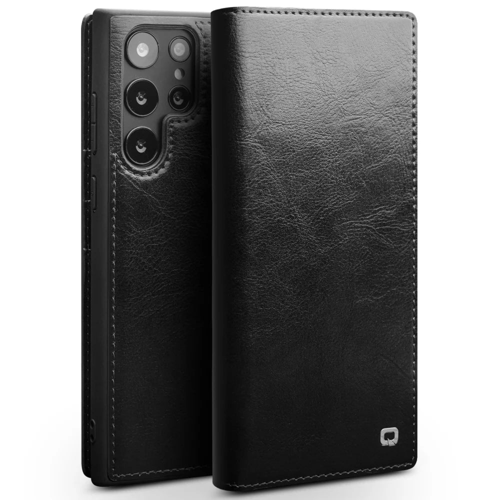Samsung Galaxy S25 Ultra Genuine Leather Wallet with Card Slots - Stylish Retro Design for Men & Women - Perfect for Everyday Use, Travel, and Business
