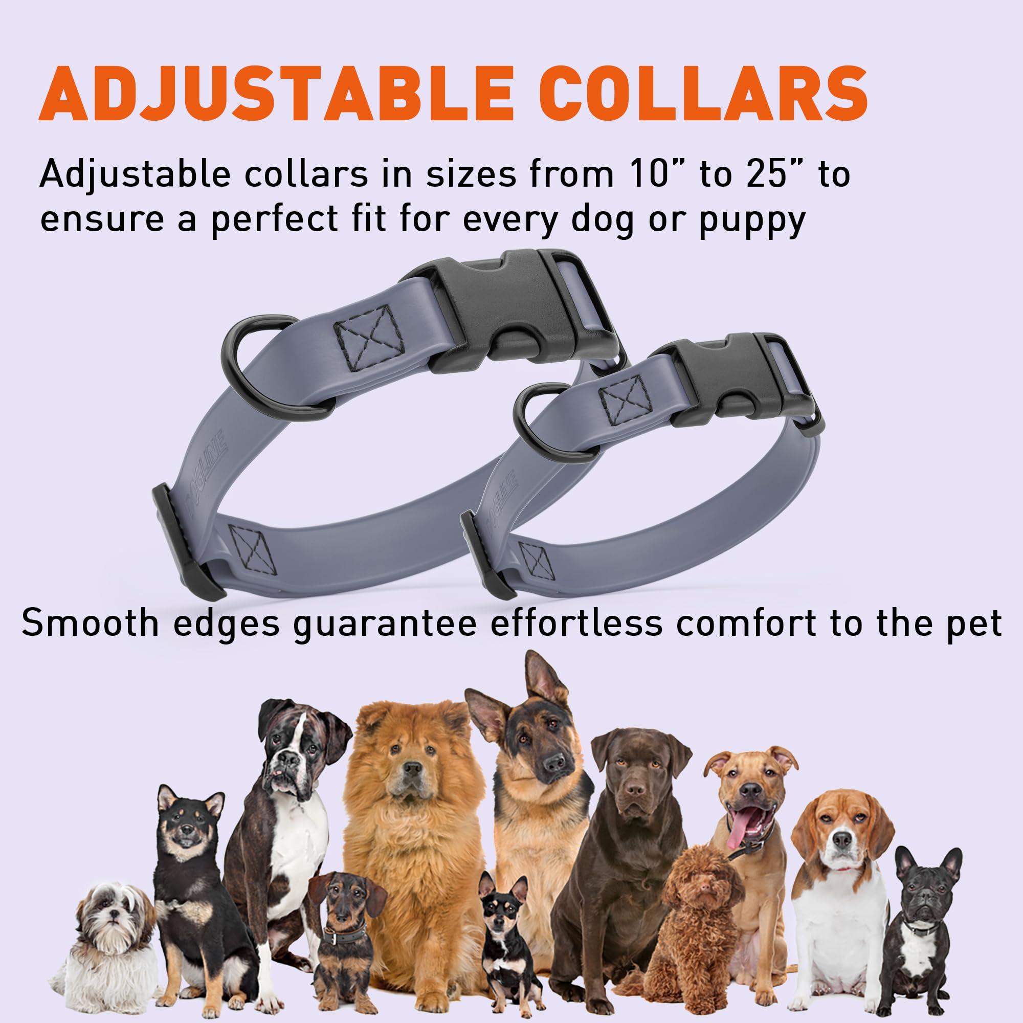 Waterproof Biothane Dog Collar with Quick Release Buckle - Odor-Proof & Easy to Clean - Strong Coated Nylon Webbing for Small Medium Large Dogs (Grey, 1