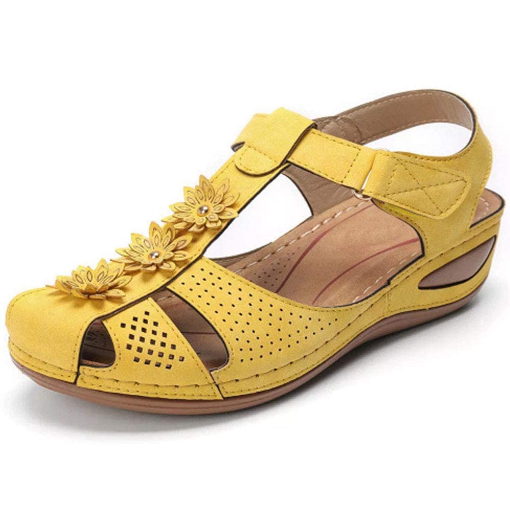 VIMISAOI Women's Comfortable Cutout Hook and Loop Summer Athletic Wedge Sandals - Breathable Walking Shoes for Beach, Gym & Casual Outfits