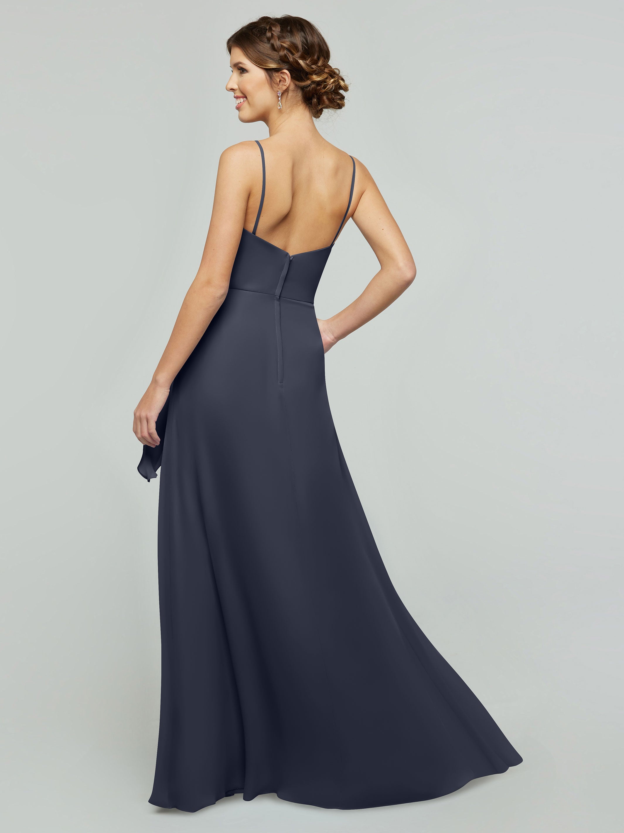 Elegant 80182 Chiffon A-Line Bridesmaid Dress with V-Neck & Spaghetti Straps - Perfect for Weddings, Prom, Formal Events & Special Occasions