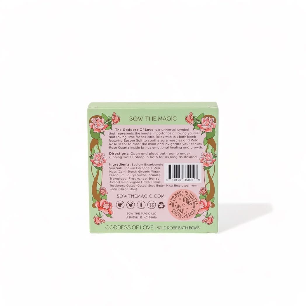 Goddess of Love Wild Rose Bath Bomb for Relaxation & Self Care - Luxurious Aromatherapy for Spa Nights & Romantic Baths