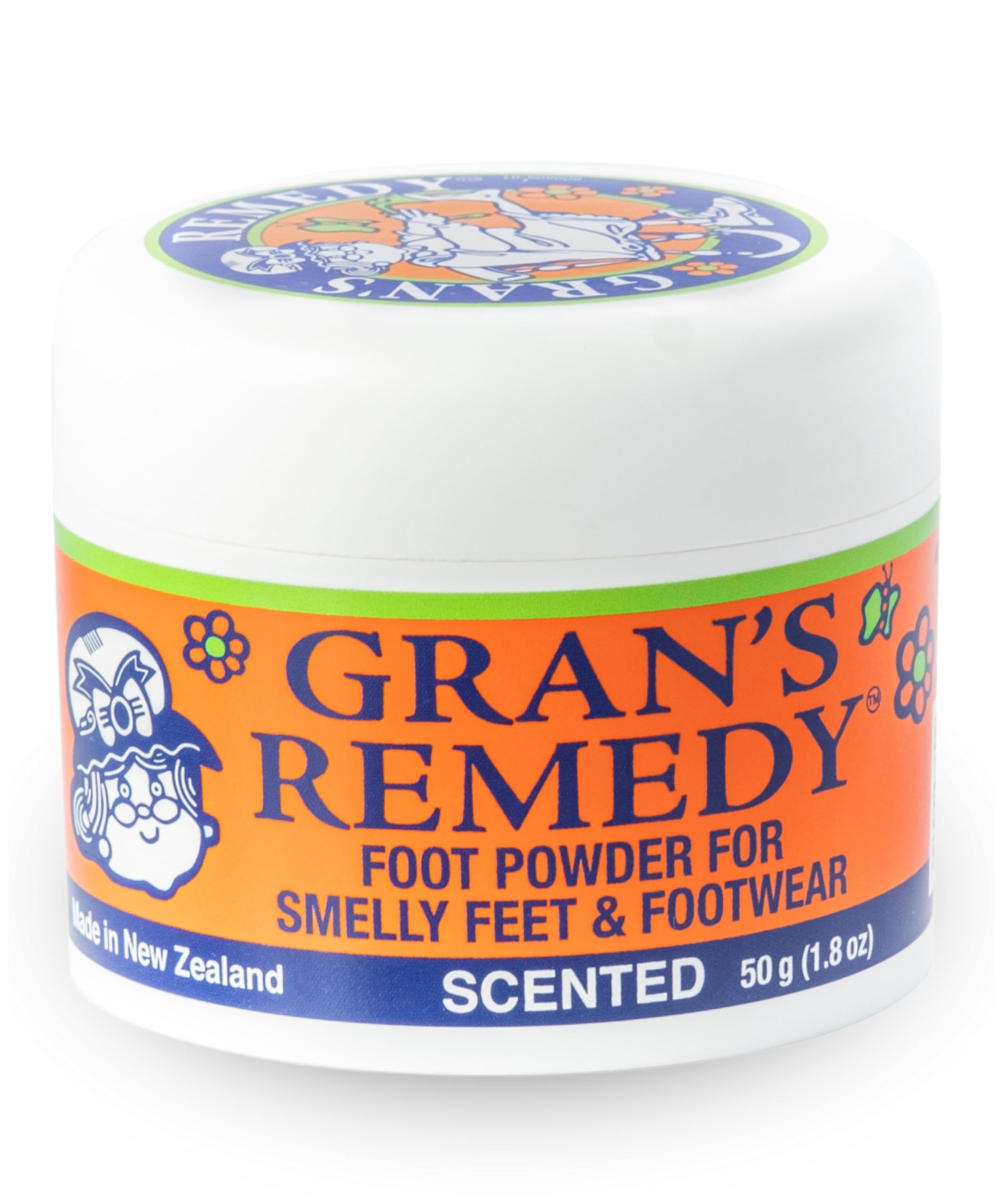 Gran's Remedy Citrus Scented Shoe Deodorizer Powder - Natural Foot & Shoe Odor Eliminator, Moisture Absorber for Smelly Feet - Travel Size Freshener for Gym Shoes, Work Boots & Daily Wear