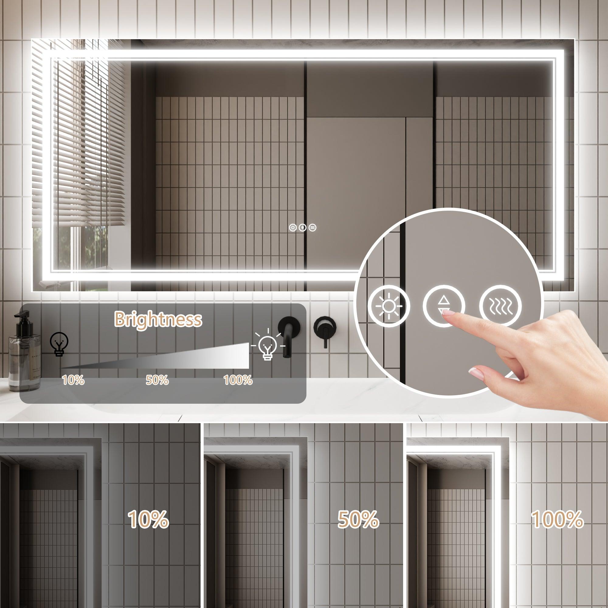 Anti-Fog LED Bathroom Mirror with Dimmable Backlit & Touch Switch - GlareGuard Illuminated Vanity Mirror for Makeup, Shaving & Home Decor