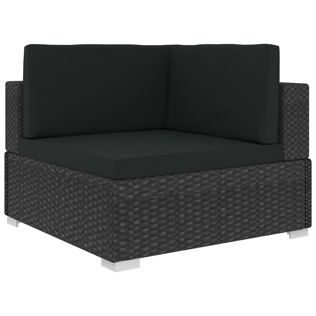 4-Piece Outdoor Patio Furniture Set - Black Poly Rattan Wicker Conversation Sofa with Cushions for Garden, Poolside, Balcony & Backyard | Durable Indoor/Outdoor Use