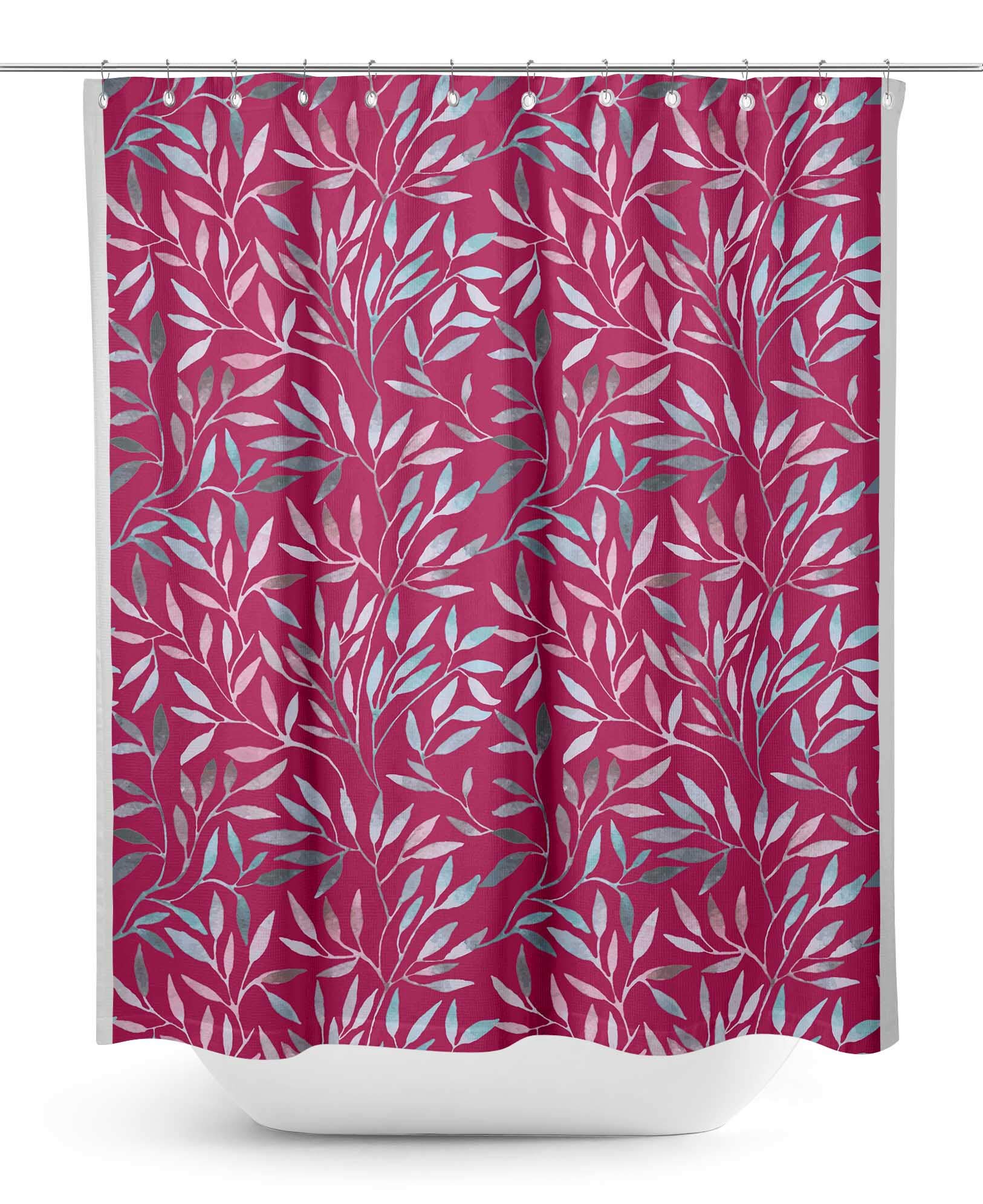 Waterproof Floral Shower Curtain - Pink Petals Bathroom Decor, 60 x 84 Inch, Mold & Mildew Resistant - Perfect for Boho, Farmhouse & Vintage Style Bathrooms