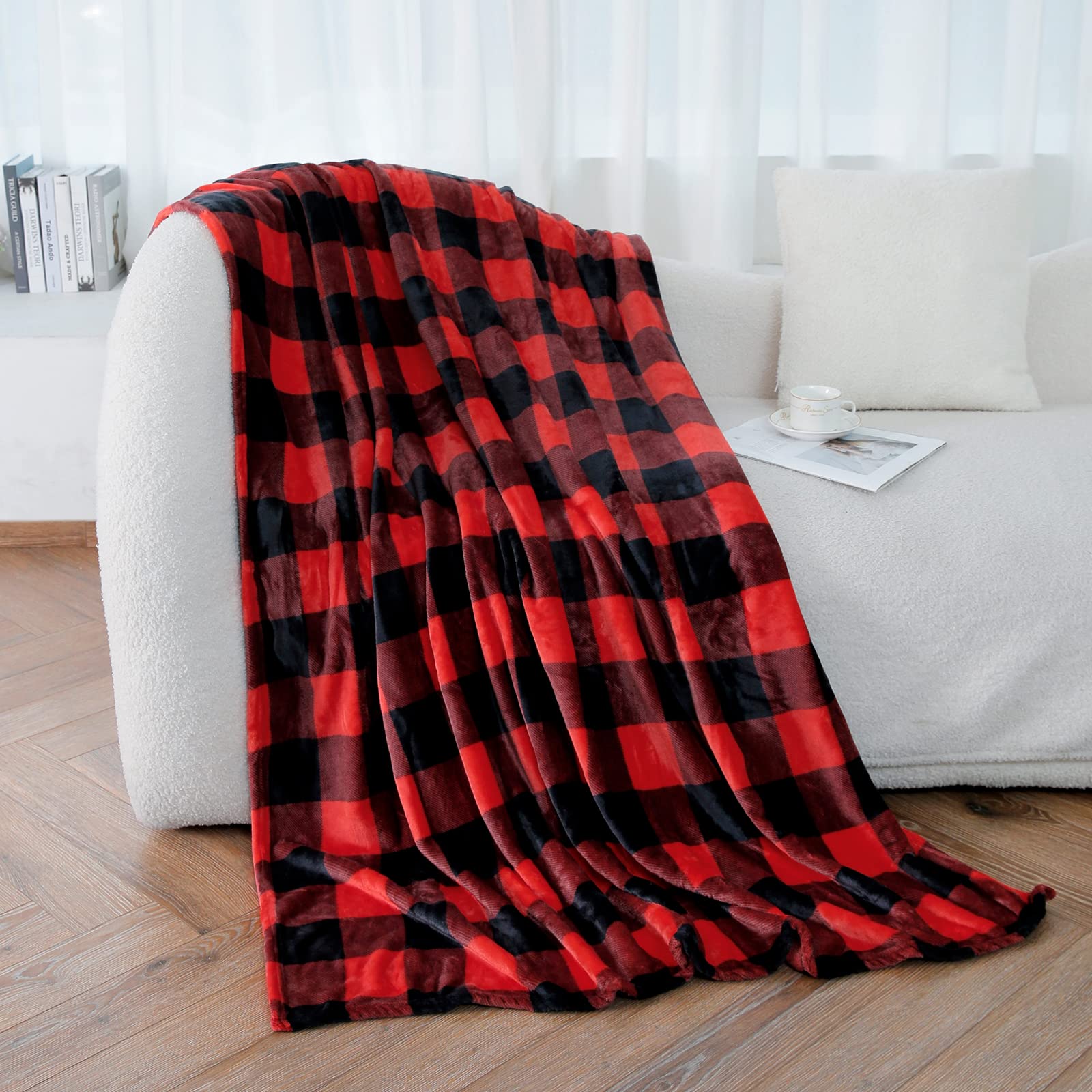 UQUI Buffalo Plaid Flannel Fleece Blanket - Queen Size 90