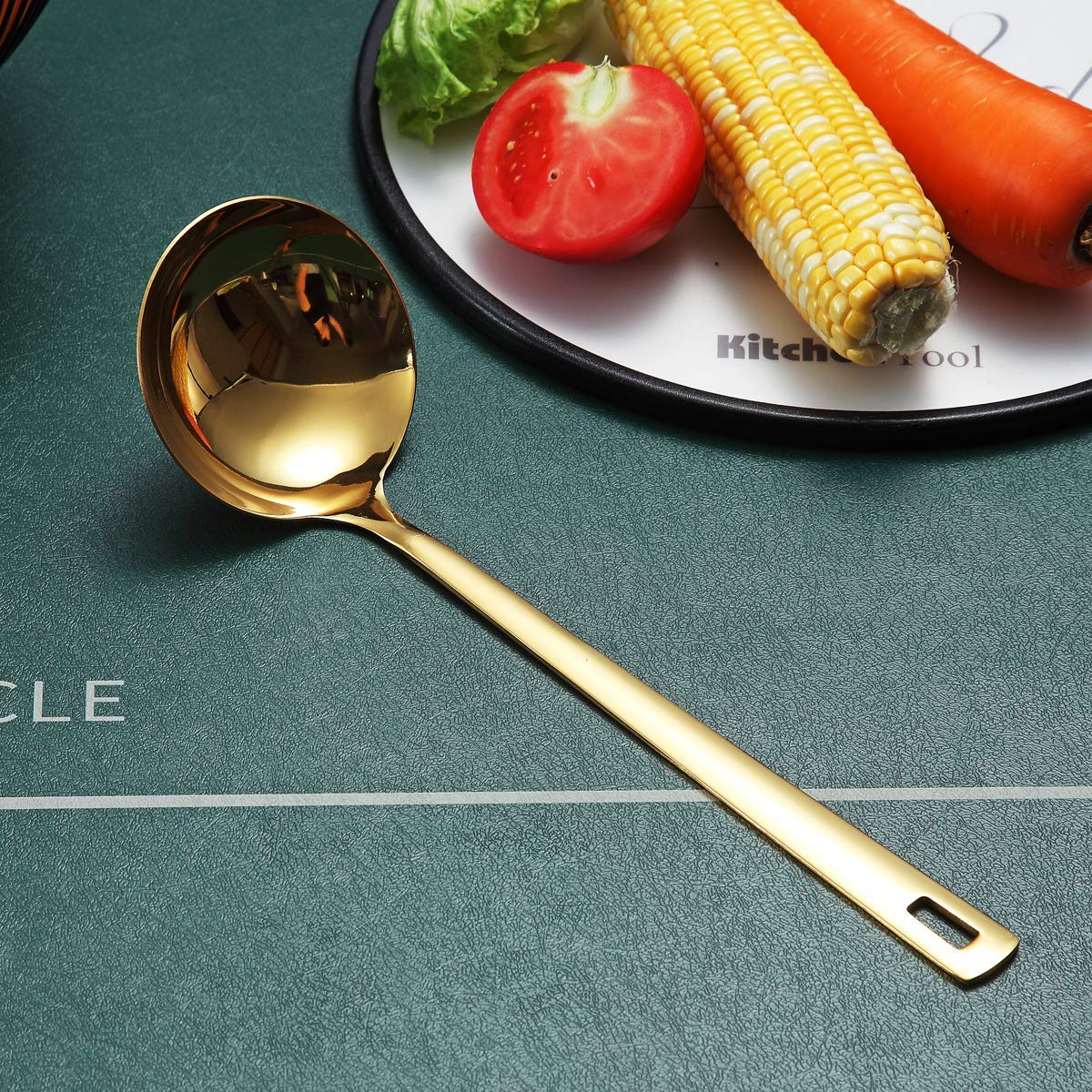 Premium Gold-Plated Stainless Steel Soup Ladle - Berglander Titanium Gold Kitchen Ladle for Cooking, Serving & Stirring | Dishwasher Safe & Easy Clean | Perfect for Soups, Stews, Sauces & Buffet Serving