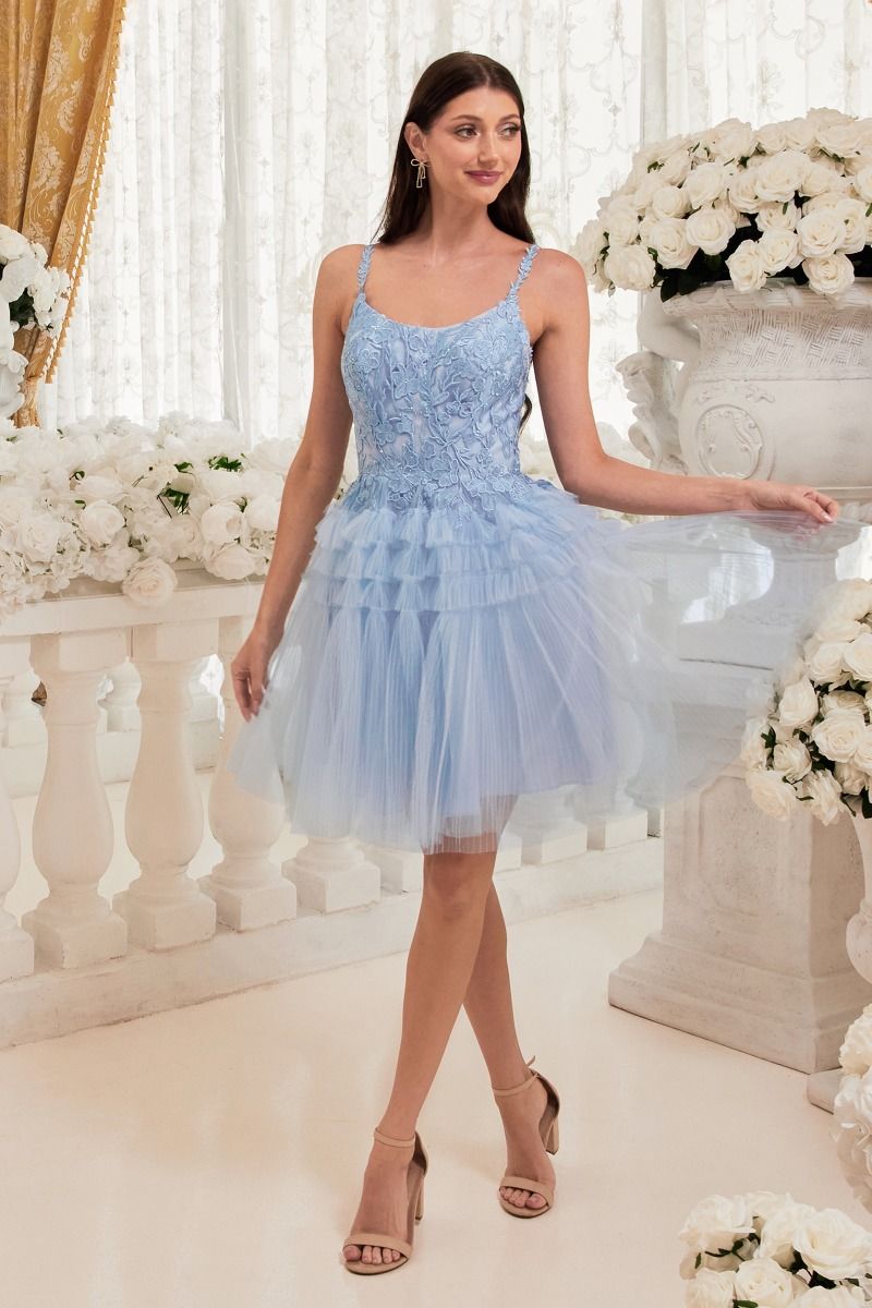 Carmella Pleated A-Line Short Dress - LaDivine 9310 | Flirty Summer Outfit for Beach, Party & Date Night
