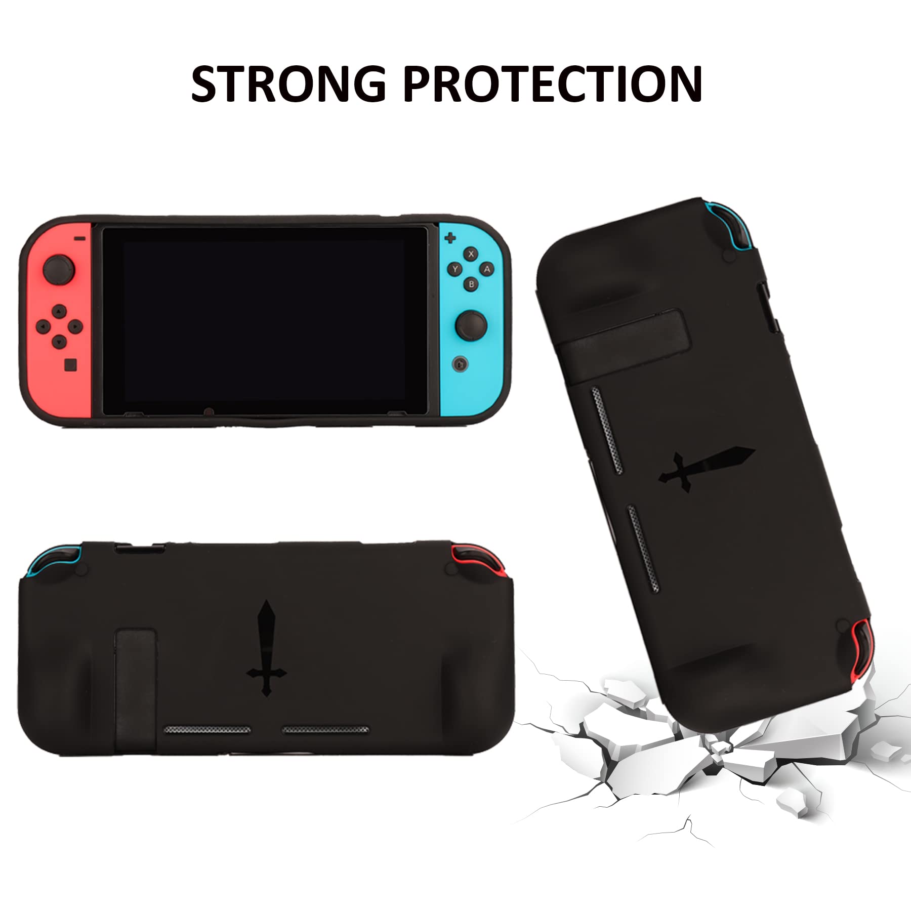 Premium Nintendo Switch Accessories Bundle - 23-in-1 Kit with Carrying Case, Steering Wheels, Screen Protectors, Charging Dock, Joy-Con Grips & Thumbstick Caps - Perfect for Gaming On-The-Go, Travel Protection & Enhanced Gameplay Experience