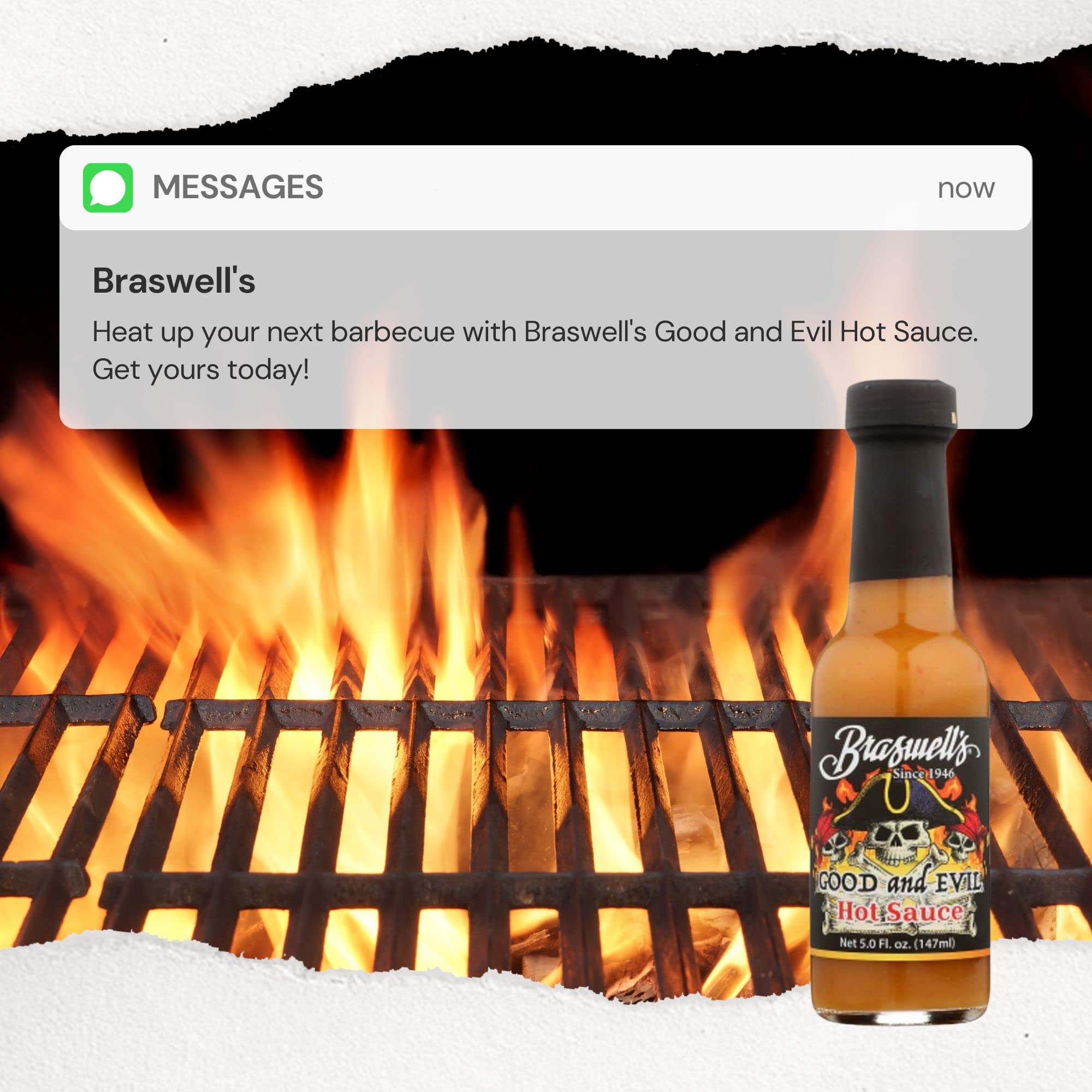 Braswells Good and Evil Hot Sauce - 5oz Bottle | Spicy Gourmet Pepper Sauce for Tacos, Wings & BBQ | Pack of 1
