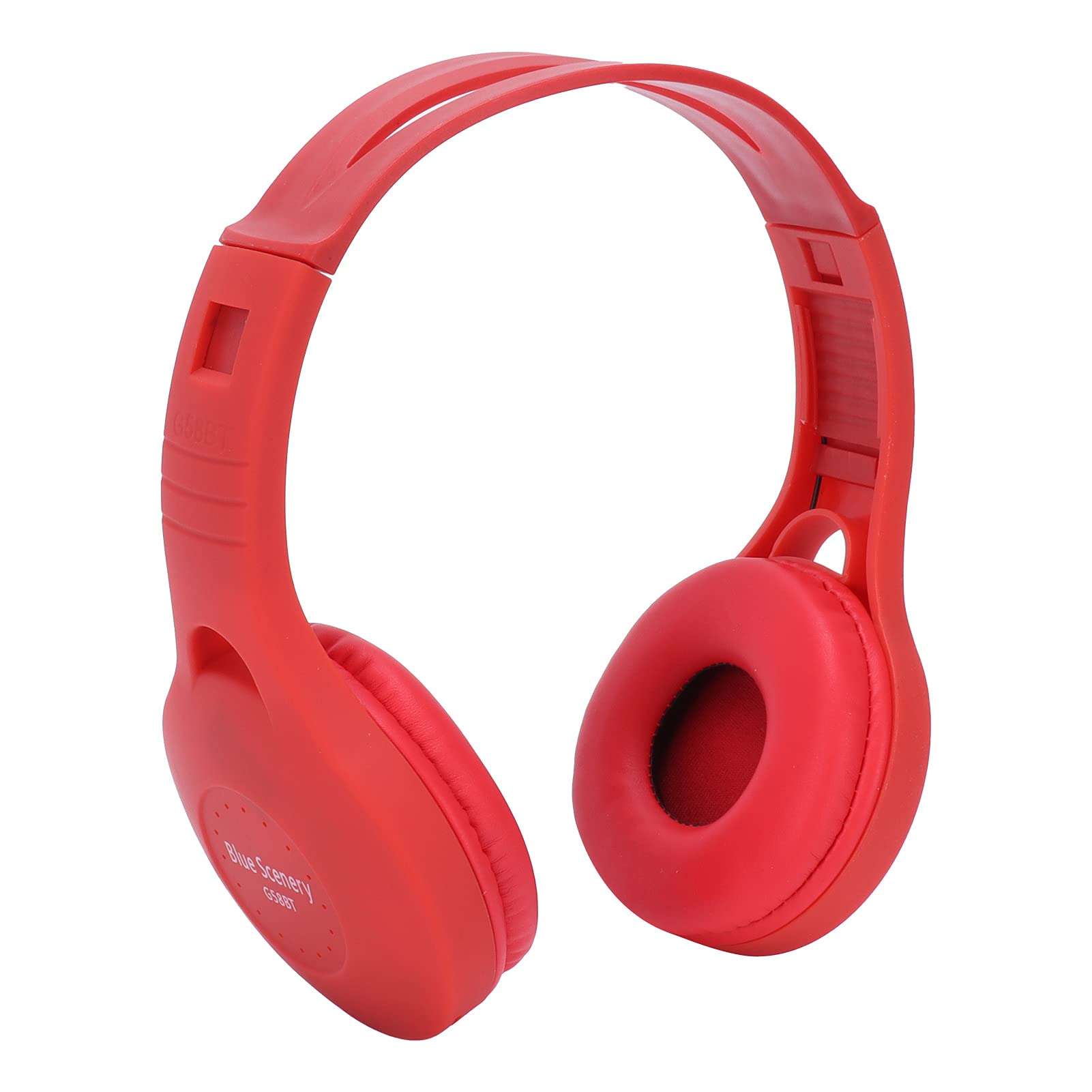 FASJ Wireless Bluetooth 5.0 Headphones with Microphone - Stereo On-Ear Adjustable Gaming Headset, Noise Cancelling, FM Radio & Memory Card Support, 3.5mm Jack - Perfect for Sports, Travel, Work & Gaming (Red)
