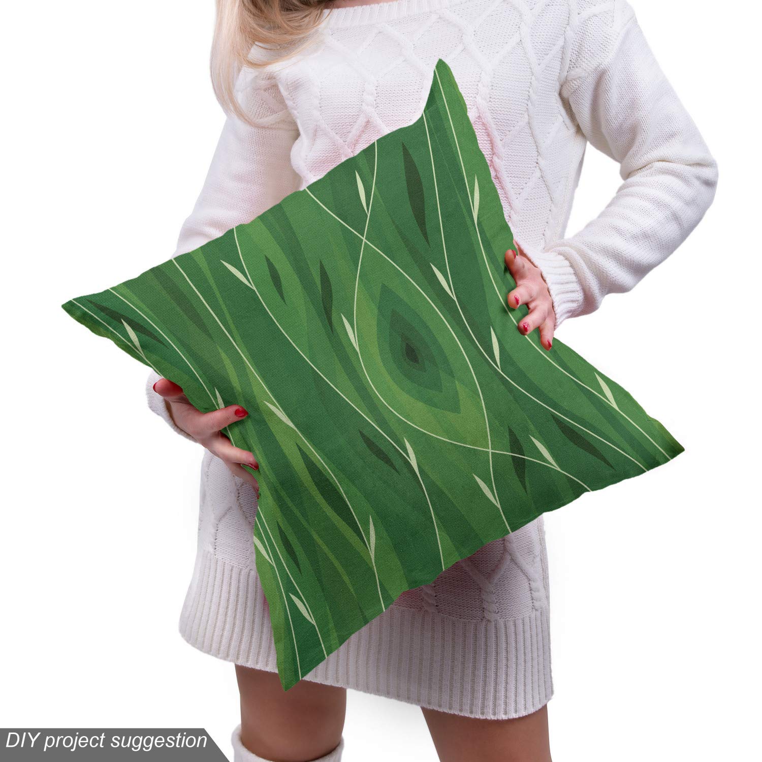 Ambesonne Green Fabric by The Yard - Retro Spring Abstract Leaf Design Vertical Wavy Twigs - Decorative Upholstery Fabric for Sofa, Curtains & Home Decor - 10 Yards Fern Green Pale Green - Perfect for DIY Projects, Crafting & Seasonal Home Makeovers