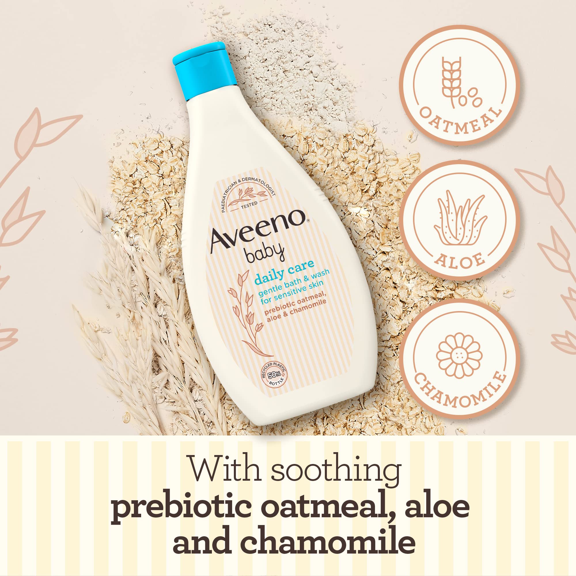 AVEENO Baby Daily Moisturizing Hair & Body Wash 400ml - Gentle Tear-Free Bath & Wash for Newborns & Sensitive Skin - Pack of 1 (Packaging May Vary) - Perfect for Daily Baby Bath Time & Nursery Care Routine