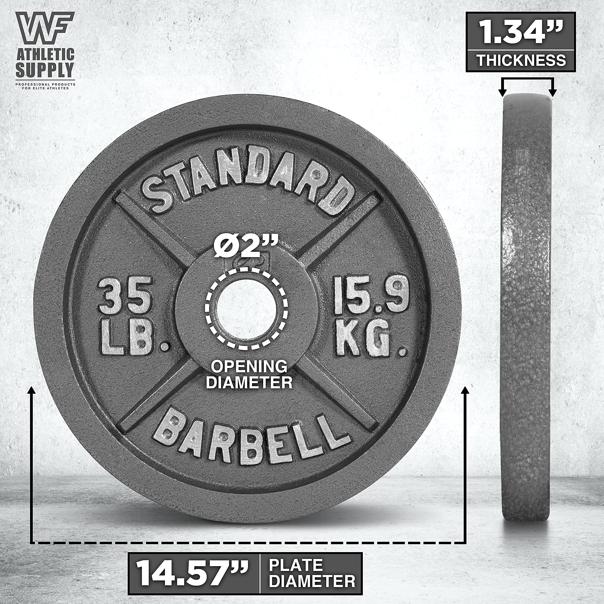 CAPHAUS 2-Inch Olympic Cast Iron Weight Plates - Strength Training, Weightlifting, Bodybuilding & Powerlifting Equipment - Perfect for Home Gym, CrossFit, and Commercial Fitness Centers
