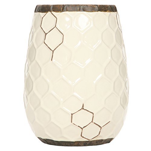 Hosley's 7.5 Inch Ceramic Honeycomb Vase - Elegant Home Decor for Weddings, Spa, Flower Arrangements & Centerpieces - Perfect Gift for Housewarming, Anniversary & Special Occasions