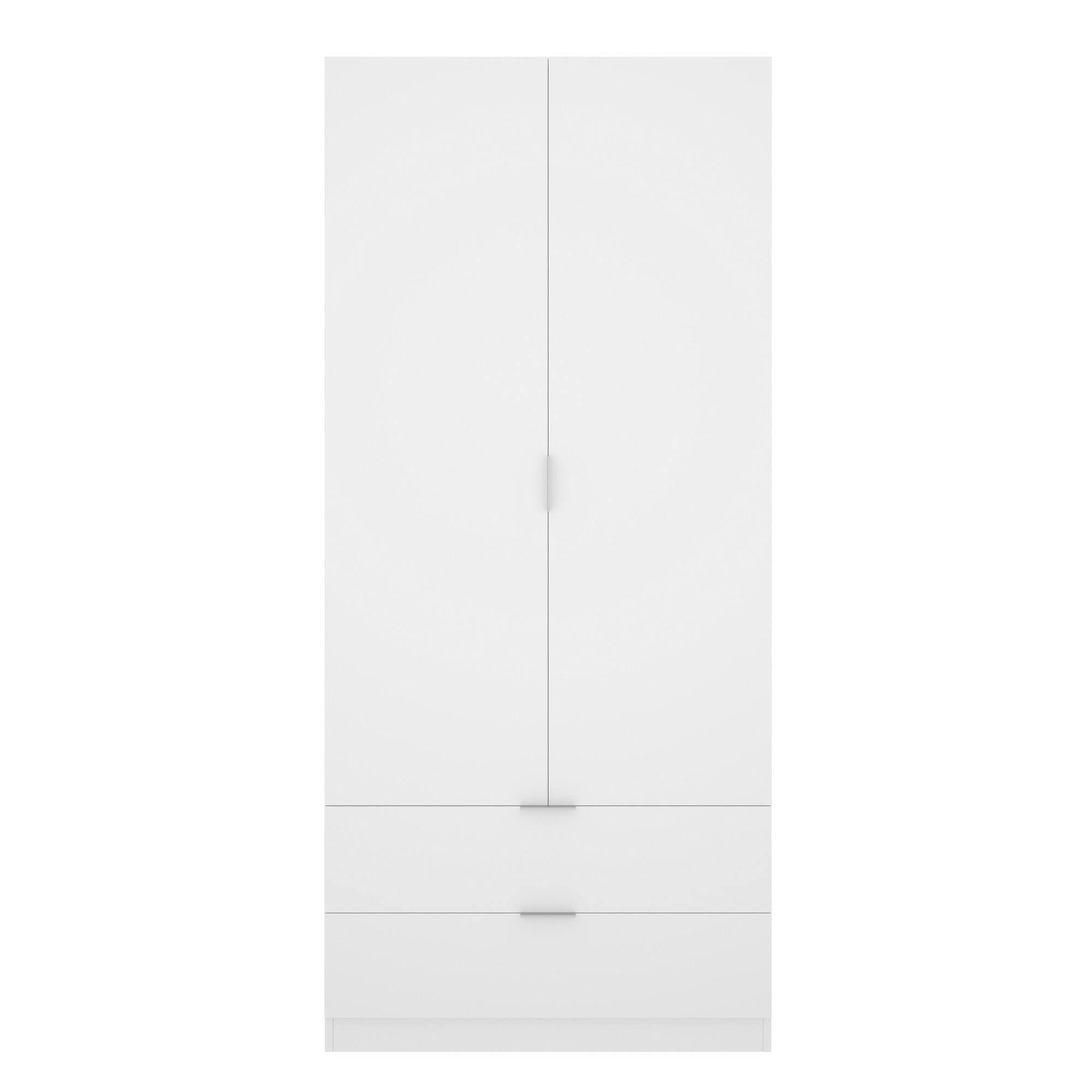 Dmora - 2 Door Wardrobe with 2 Drawers, White Closet Organizer for Bedroom, 81x52x184 cm - Perfect for Small Spaces & Apartment Storage