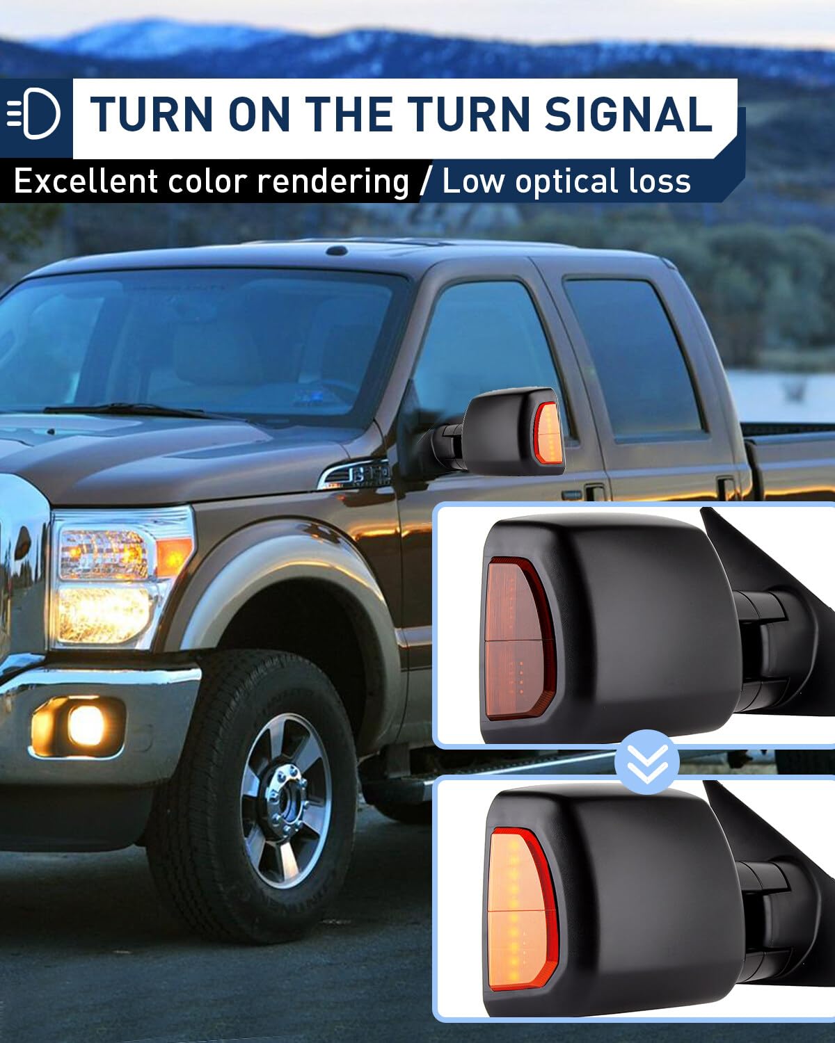 ECCPP Power Heated Towing Mirrors for Toyota Tundra 2007-2016 - Black LED Signal Manual Telescoping Side Mirrors (Pair Set) - Perfect for Towing, Camping & Off-Road Adventures