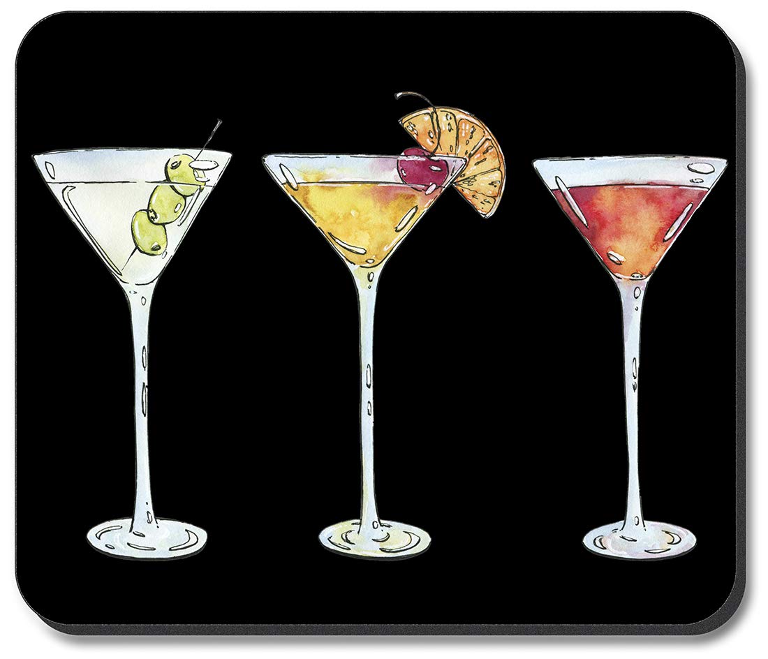Art Plates Mouse Pad with Cocktail Drawings - Non-Slip Gaming & Office Desk Mat for Computers, Laptops - Perfect for Home, Office & Gaming Setups