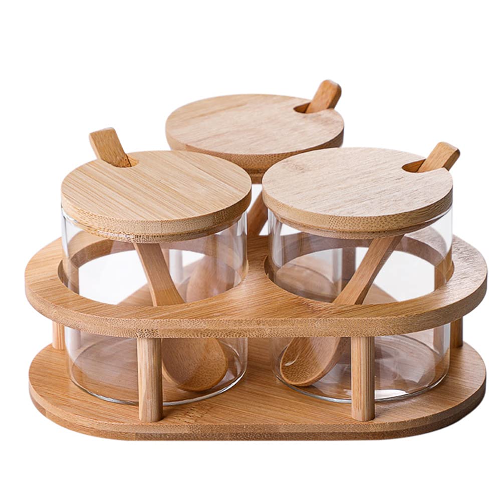 YARNOW 6-Piece Rotating Spice Rack Organizer Set - Ceramic Spice Jars with Glass Lids for Kitchen Cabinet Storage - Perfect for Salt, Pepper & Seasonings - Space-Saving Spice Shelf for Countertop or Pantry Organization