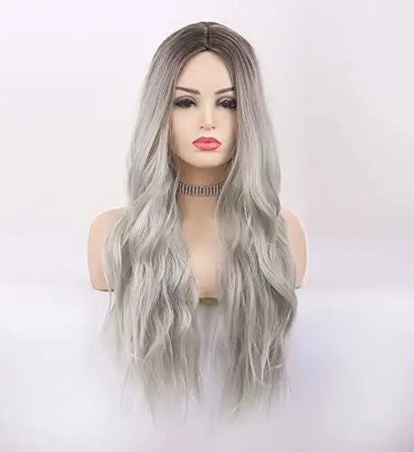 Long Wavy Synthetic Wig with Natural Center Part - Perfect for Cosplay, Halloween, and Daily Fashion Styling