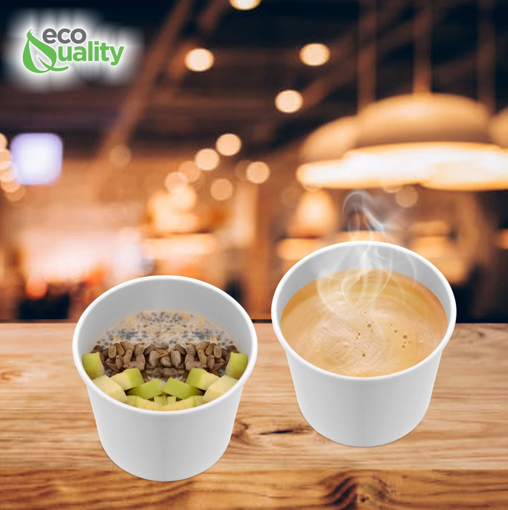 12oz Disposable White Paper Soup Containers - Eco-Friendly Ice Cream & Yogurt Cups - Microwave & Freezer Safe Dessert Bowls for Takeout, Parties, Catering (Pack of 150) - Perfect for Frozen Treats, Food Storage & On-the-Go Meals