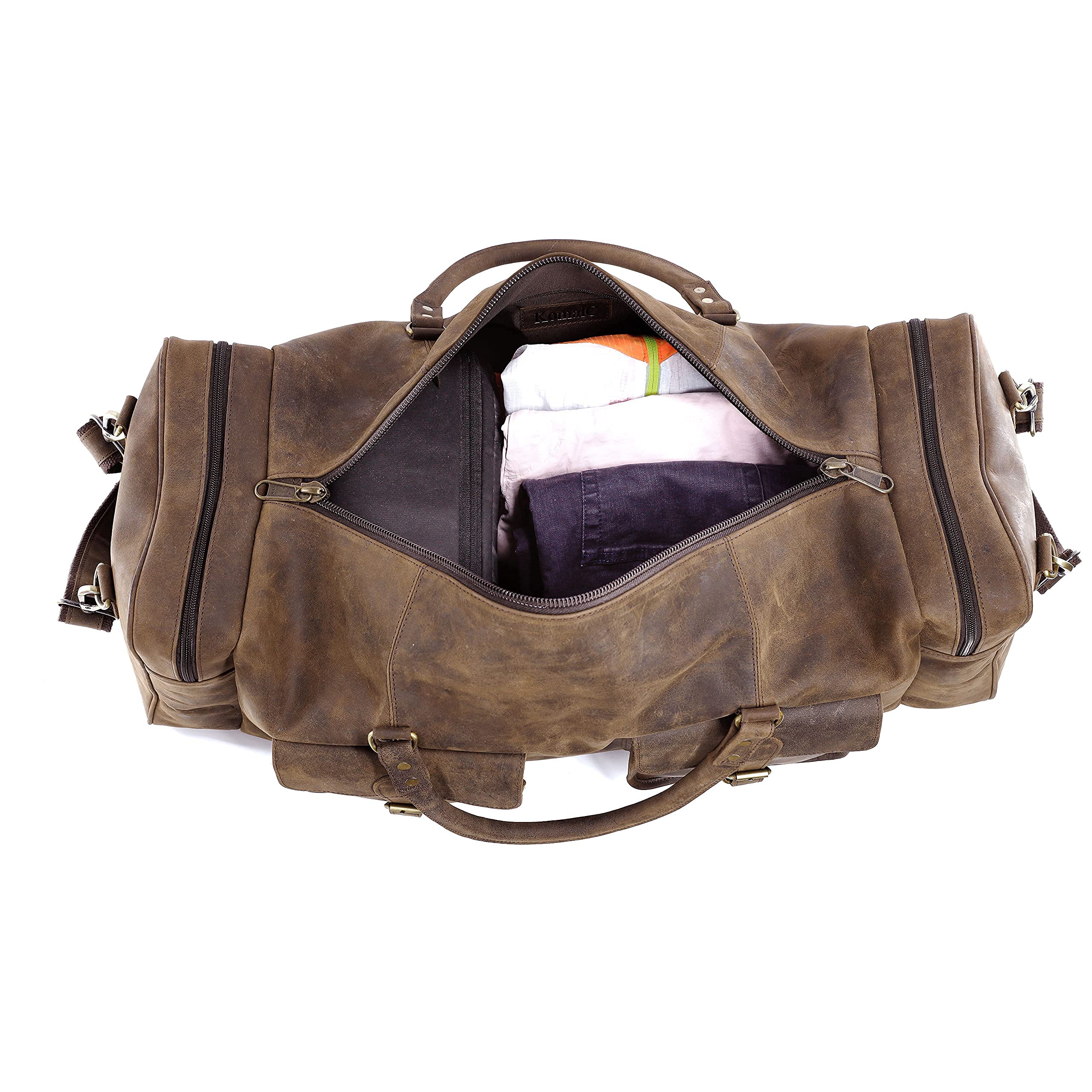 Premium Leather Unisex Toiletry Bag & 28 Inch Travel Duffle Bag Set - Waterproof Dopp Kit & Spacious Overnight Weekender for Men & Women - Perfect for Business Trips, Gym, Camping & Weekend Getaways