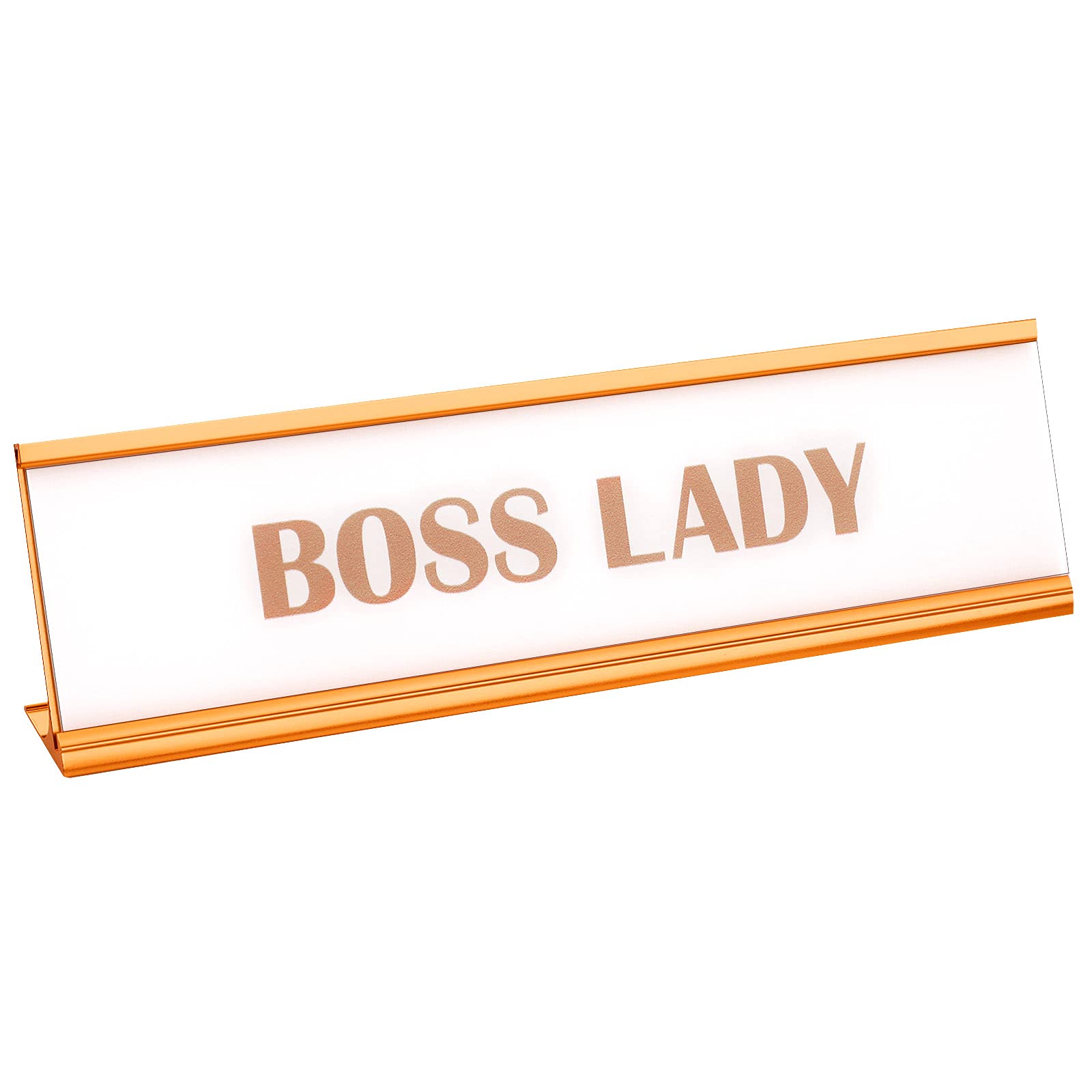 Rose Gold Acrylic Boss Lady Sign - Elegant Office Desk Name Plate for Women, Perfect Office Decor & Gift Idea for Bosses, Employees, and Professionals - Ideal for Work Desks, Home Offices, and Corporate Gifts