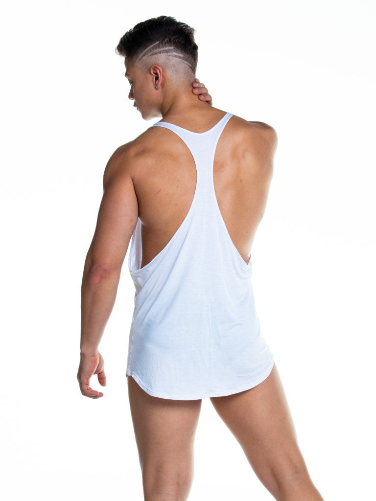Gigo Forever Stringer Tank Top for Women - Soft White Cotton Ribbed Sleeveless Shirt for Gym, Yoga, and Casual Wear
