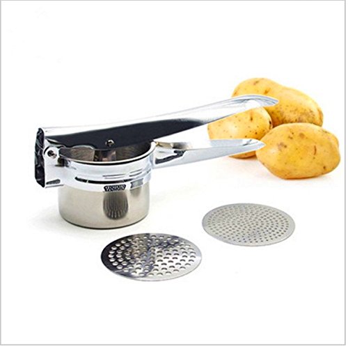 ELEOPTION Professional Stainless Steel Potato Ricer & Fruit Press - 2 Pack with Soft Touch Black Handles for Baby Food, Mashed Potatoes, and Purees | Perfect for Home Cooking, Restaurants, and Meal Prep