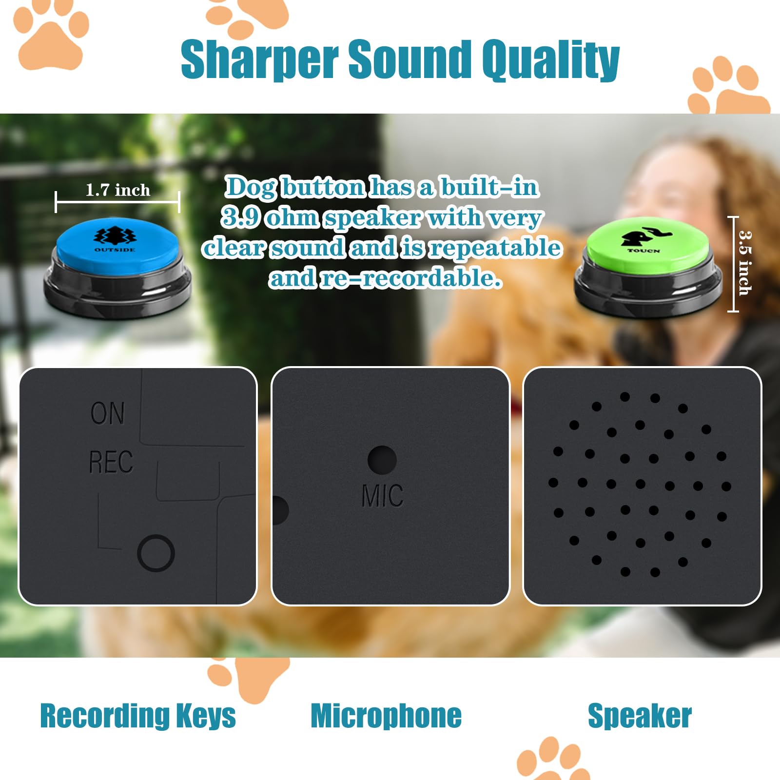 8-Piece Dog Talking Buttons for Communication - Voice Recording Pet Training Buzzers with 30 Scene Stickers & Mat | Teach Your Dog to Speak | Perfect for Home Training, Puppy Learning & Animal Behavior Therapy