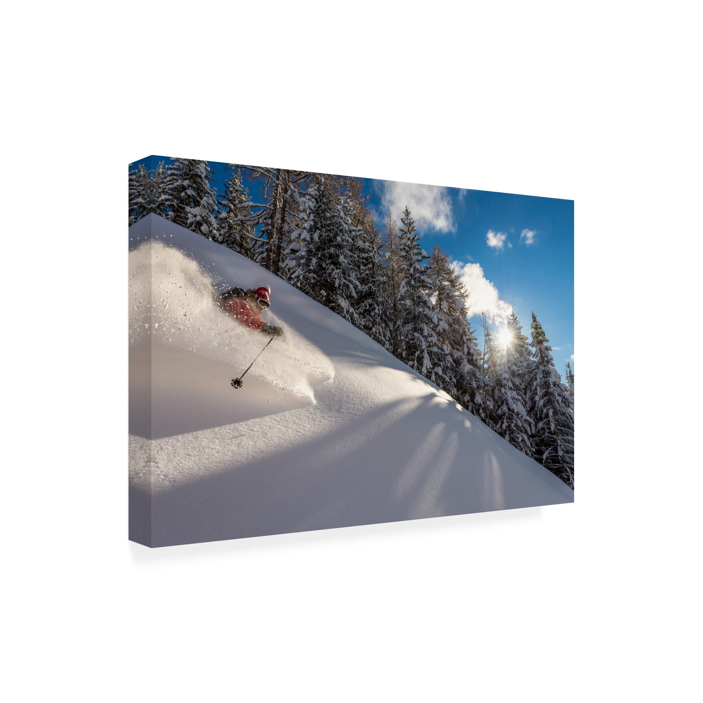 Trademark Fine Art 'Riding Pow with Adrien Coirier' Canvas Wall Art by Tristan Shu - Perfect for Living Room, Bedroom & Office Decor