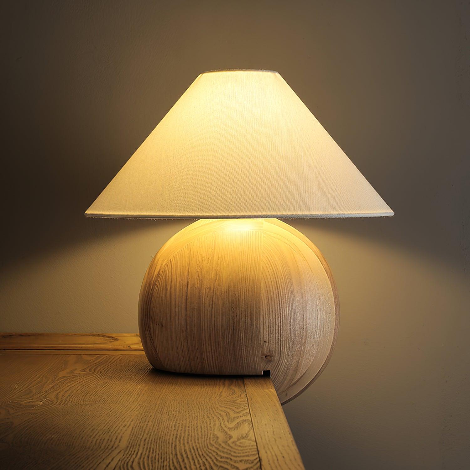 Modern Wooden Corner Log Table Lamp - Rustic Home Decor for Living Room, Bedroom & Office - Warm Ambient Lighting for Cozy Spaces