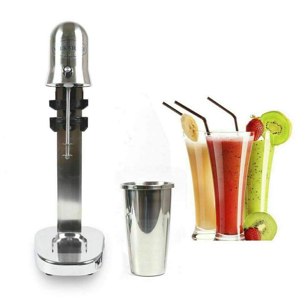 Commercial Stainless Steel 110V Milkshake Machine - Double/Single Head High-Speed Drink Mixer 18000 RPM for Smoothies, Ice Cream & Protein Shakes - Perfect for Restaurants, Cafes & Home Use (Single Round Head) - USA Stock