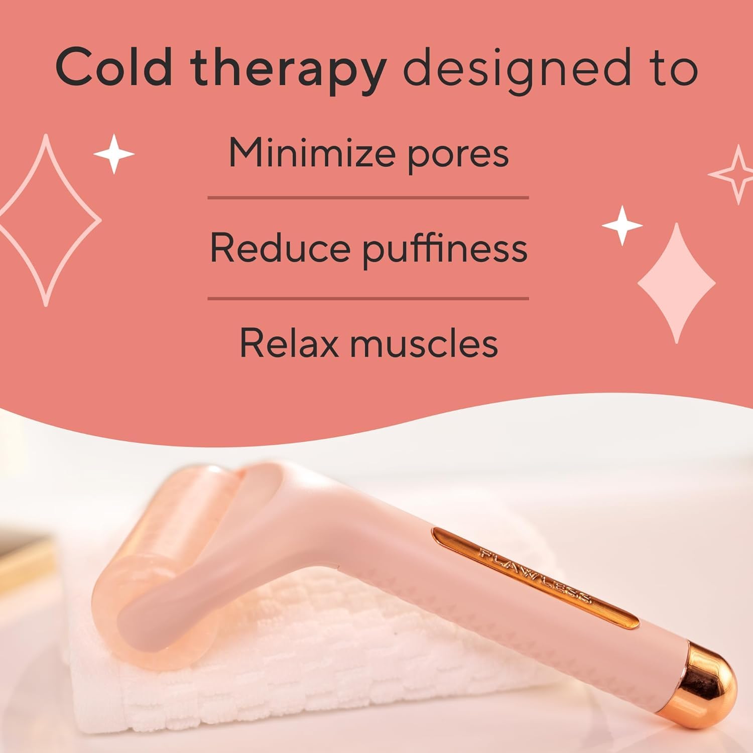 JASMINE & GLORY Ice Roller Massager for Face - Skin Tightening & Brightening, Reduces Wrinkles & Under Eye Puffiness | Facial Lifting & Cooling Therapy | Perfect Gift for Women | Use for Morning Routine, Post-Workout Recovery & Spa Day Relaxation