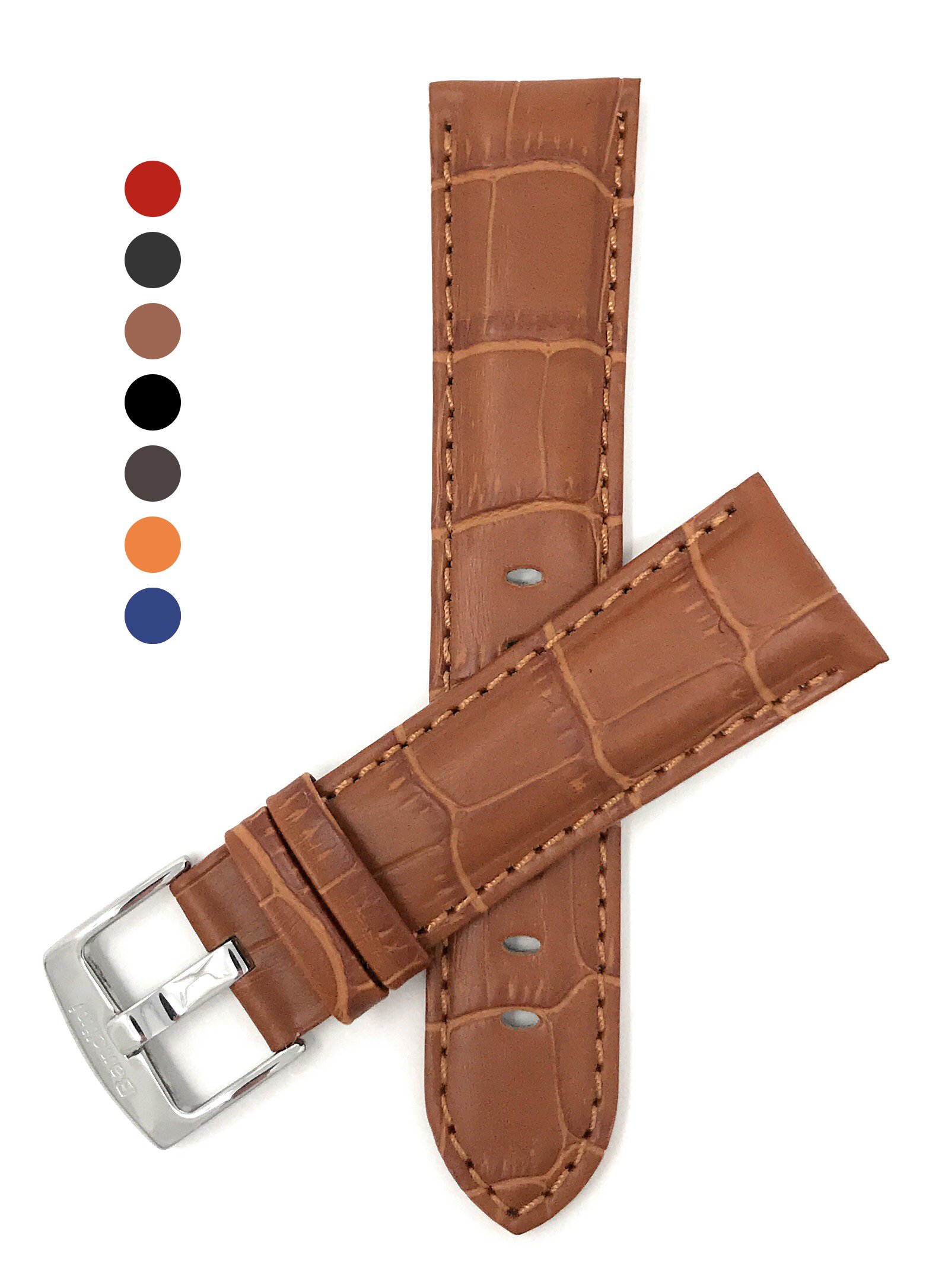 Bandini Men's Alligator Pattern Leather Watch Strap - 26mm Replacement Band for Classic & Smart Watches in Tan - Perfect for Business, Casual & Formal Occasions
